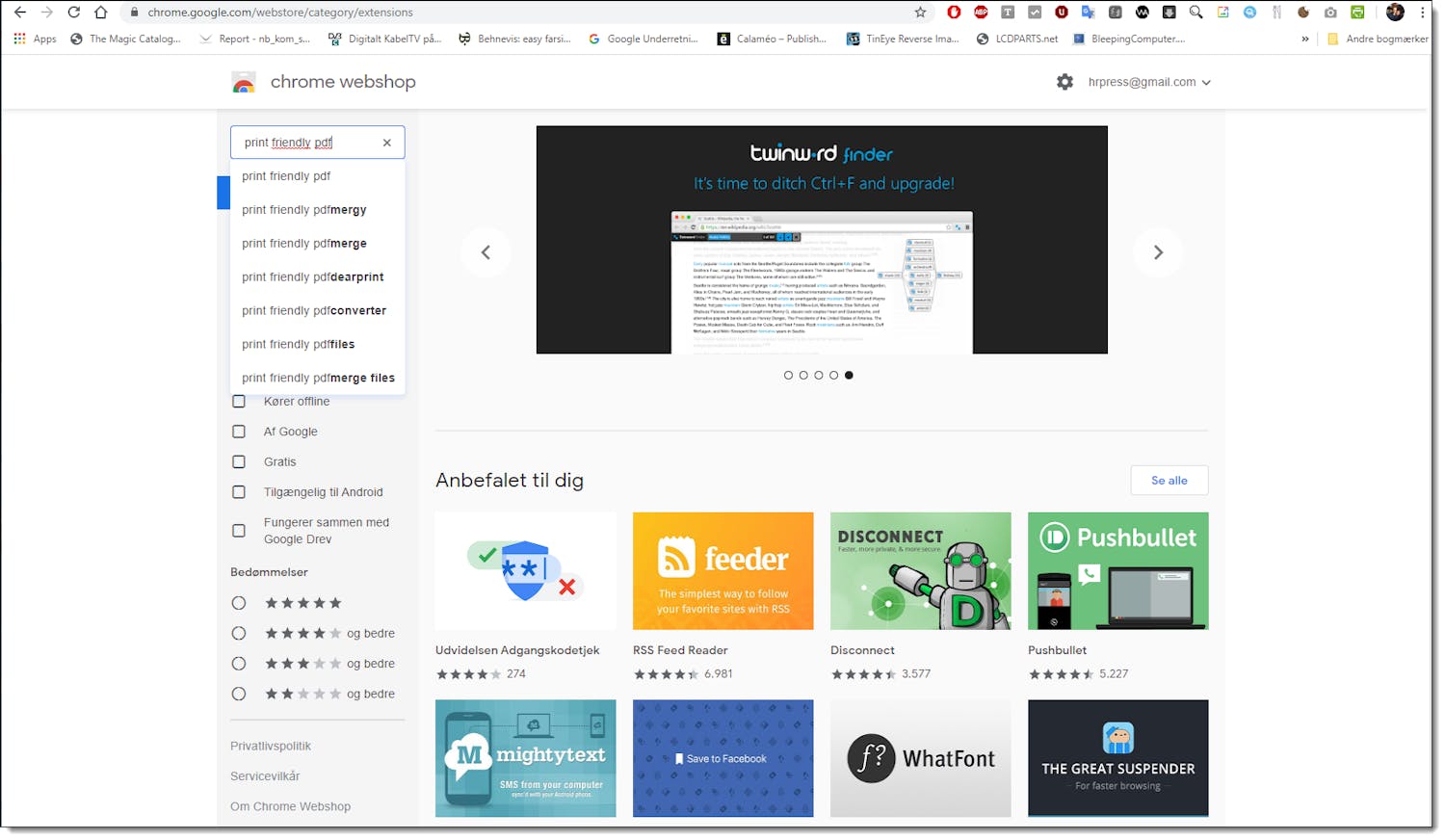 Trin 1 Extensions i Google Chrome
